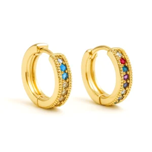 Brinco Argola Click Cravejado Colorido